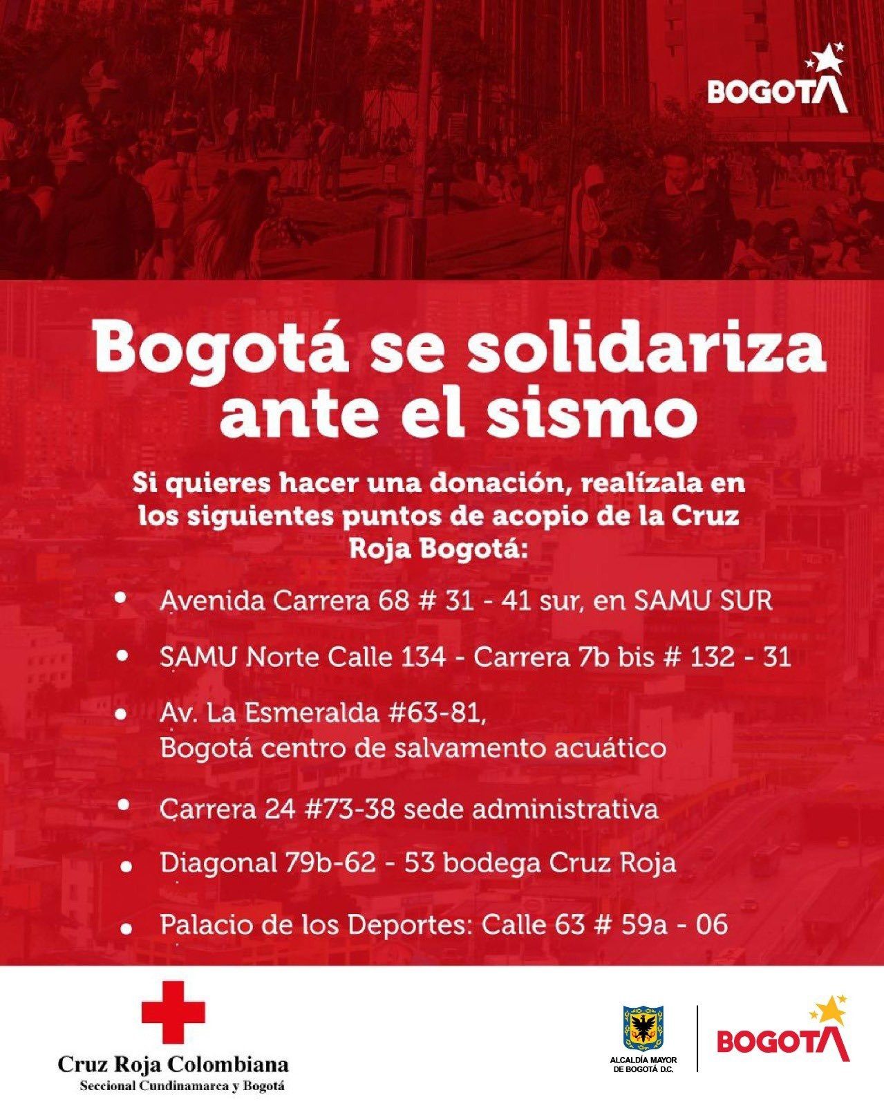 Punto Puntos de acopio Cruz Roja Bogotá
