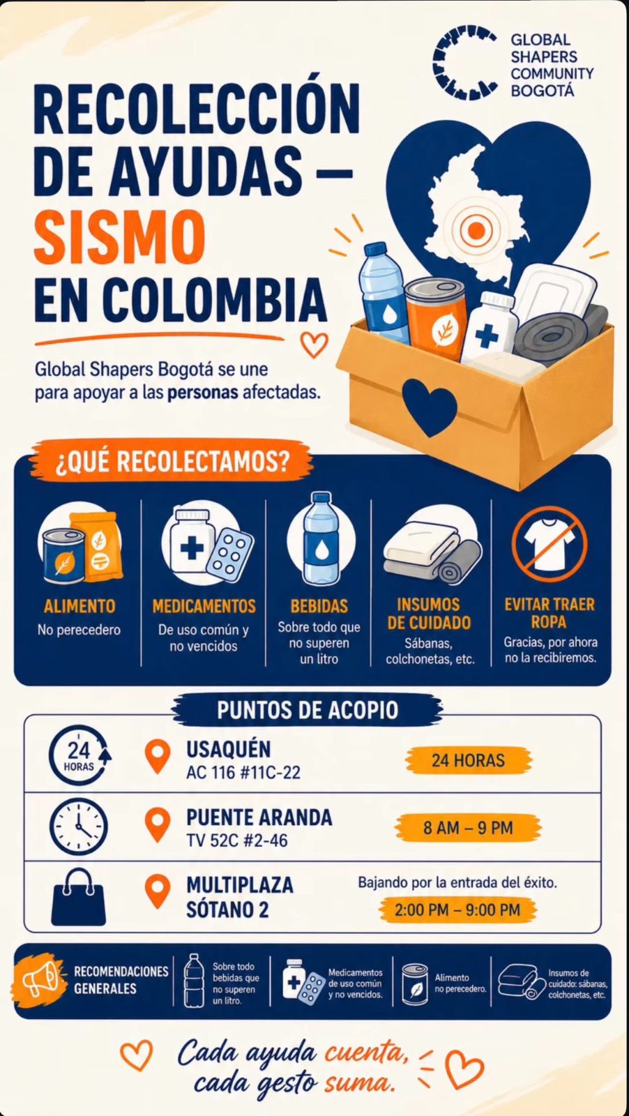 Punto Recolección de ayudas – Sismo en Colombia