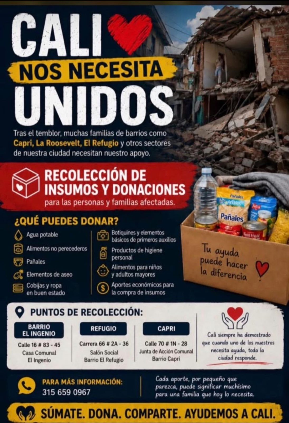 Punto Puntos de recolección Cali Nos Necesita Unidos