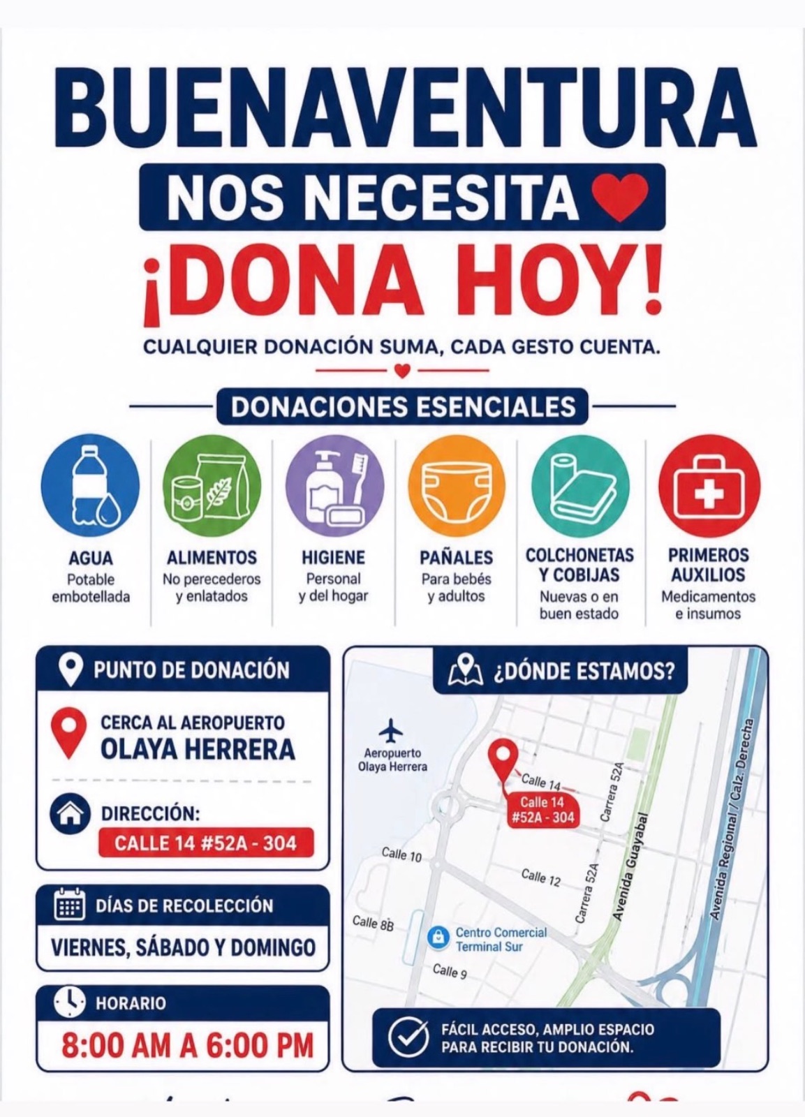 Punto Punto de donación cerca al Aeropuerto Olaya Herrera